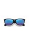Ray-Ban RB2132 Yeni Wayfarer Flaş M (55-18) Mavi lensler ve Siyah çerçeve Güneş Gözlüğü