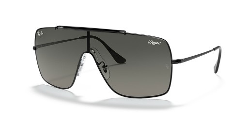 Ray-Ban RB3697 Wings II XXL (0 - 135) con Gris y lentes de marco Negro, Gafas de sol