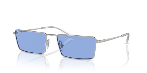 Ray-Ban RB3741 Emy Bio-XXL (59 - 17) con lentes Azules y Gafas de sol de montura de Plata