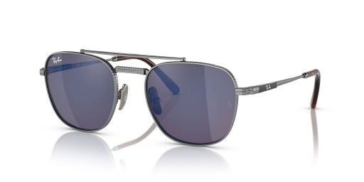 Ray-Ban RB8258 Frank II de Titanio M (51 - 20) con Gris lentes y Gafas de sol de montura de Plata
