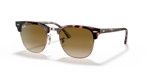 Ray-Ban RB3016 Clubmaster Fleck L (51 - 21) con lentes Marrones y la Tortuga Gafas de sol de montura