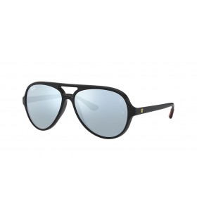 Ray-Ban RB4125M de la Scuderia Ferrari de Colección de M (57 - 14) con la Plata y lentes de marco Negro, Gafas de sol