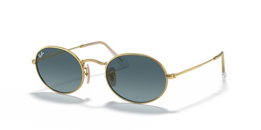 Ray-Ban RB3547 البيضاوي المعادن XL (54 - 21) مع العدسات الزرقاء والذهب نظارات الإطار