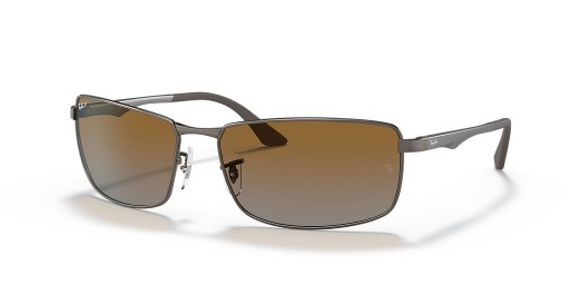 Ray-Ban RB3498 XXL (61 - 17) مع البني العدسات و النظارات الشمسية الإطار الفضي
