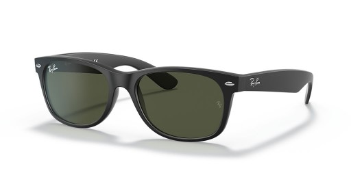 Ray-Ban RB2132F New Wayfarer Matný M (55 - 18) s Zelené čočky a Černý rám sluneční Brýle
