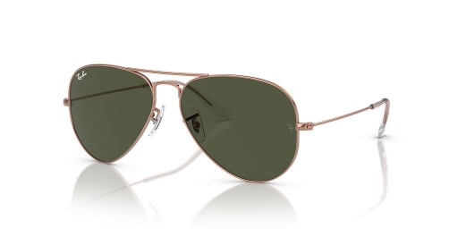 Ray-Ban RB3025 Aviator Rose Gold XL (58 - 14) s Zelené čočky a Růžové rám sluneční Brýle
