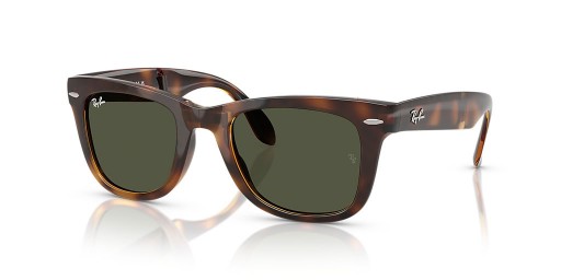 Ray-Ban RB4105 Folding Wayfarer Classic L (50 - 22) med Grønne linser og Tortoise frame Solbriller