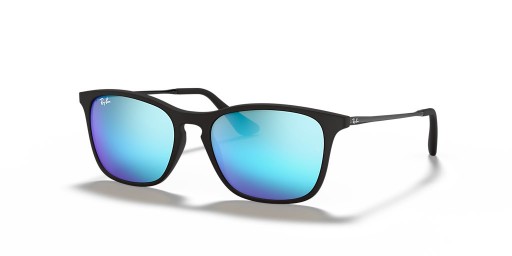 Ray-Ban RB9061SF Chris Kids L (52 - 14) med Blå linser og Sort ramme Solbriller