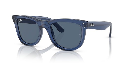 Ray-Ban RBR0502SF Wayfarer Omvendt M (53 - 20) med Blå linser og Blå ramme Solbriller