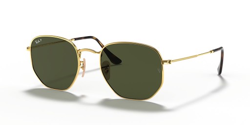 Ray-Ban RB3548N Sekskantet Fladskærms Linser M (51 - 21) med Grønne linser og Guld ramme Solbriller