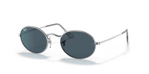 Ray-Ban RB3547 Oval Metal M (51 - 21) med Blå linser og Sølv ramme Solbriller