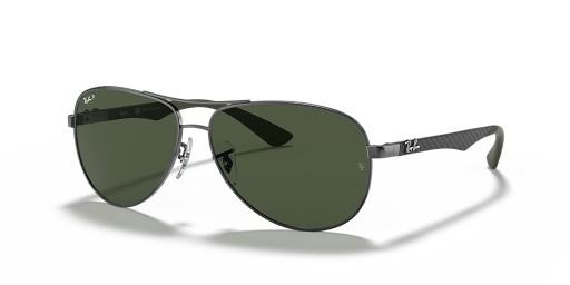 Ray-Ban RB8313 kulfiber XL (61 - 13) med Grønne linser og Sølv ramme Solbriller