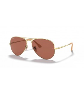 Ray-Ban RB3689 Aviator Metal-II-M (55 - 14) med Violet linser og Guld ramme Solbriller