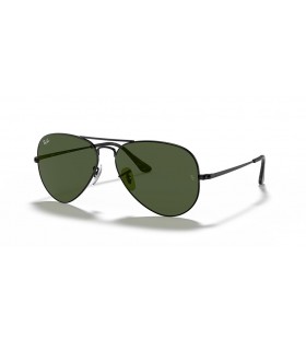 Ray-Ban RB3689 Aviator Metal-II-M (55 - 14) med GrÃ¸nne linser og Sort ramme Solbriller