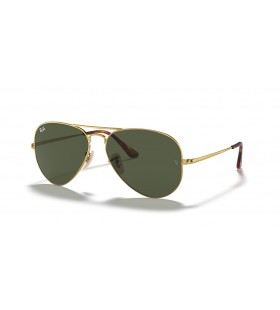Ray-Ban RB3689 Aviator Metal II L (58 - 14) med Grønne linser og Guld ramme Solbriller