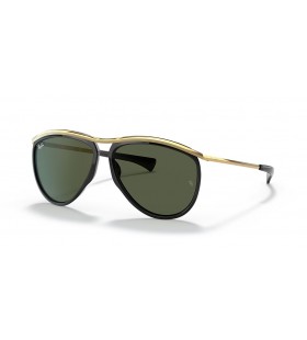 Ray-Ban RB2219 Aviator Olympiske M (59 - 13) med Grønne linser og Sort ramme Solbriller