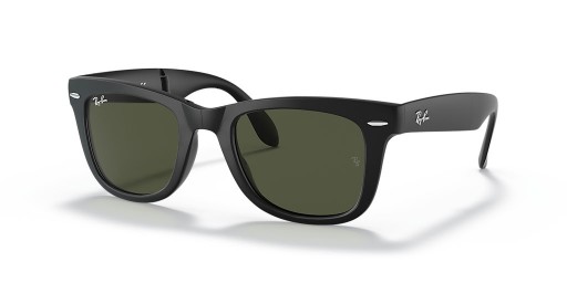 Ray-Ban-Wayfarer RB4105 Vouwen Classic XL (54 - 20) met Groene lenzen en Zwart frame Zonnebrillen