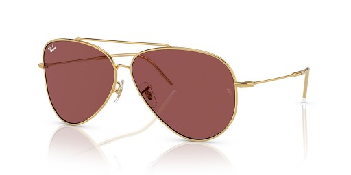 Ray-Ban RBR0101S Aviator Omgekeerde XXL (62 - 11) met Paarse lenzen en Goud frame Zonnebrillen