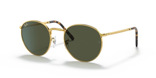 Ray-Ban RB3637 Nieuwe Ronde XS (50 - 21) met Groene lenzen en Goud frame Zonnebrillen