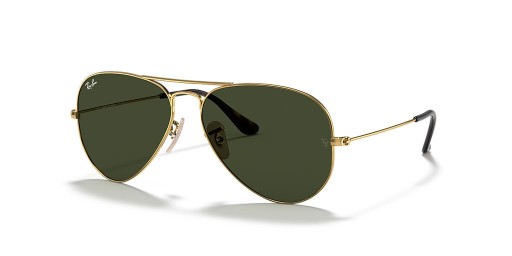 Ray-Ban RB3025 Aviator Havana Collectie XXL (62 - 14) met Groene lenzen en Goud frame Zonnebrillen