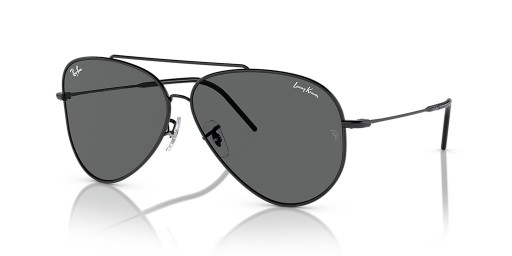 Ray-Ban RBR0101S Lenny Kravitz X Aviator Omgekeerde L (59 - 11) met Grijze lenzen en Zwart frame Zonnebrillen