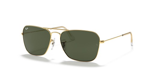 Ray-Ban RB3136 Caravan XL (58 - 15) met Groene lenzen en Goud frame Zonnebrillen