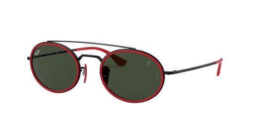 Ray-Ban RB3847M Scuderia Ferrari Collection XL (52 - 22) Vihreä linssit ja Musta runko Aurinkolasit