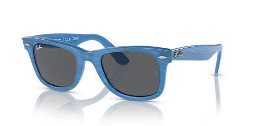 Ray-Ban RB2140 Original Wayfarer Muuttaa L (50 - 22), jossa on Harmaa linssit ja Sininen runko Aurinkolasit