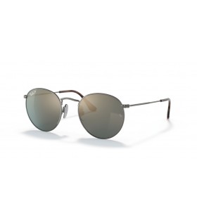 Ray-Ban RB8247 Ronde Titane S (50 - 21) avec le Bleu de lentilles et de Lunettes de soleil de cadre en Argent