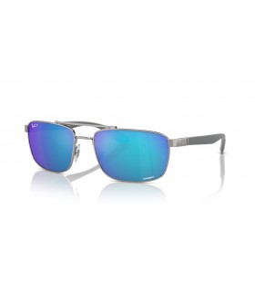 Ray-Ban RB3737CH RB3737 Chromance XXL (60 - 18) avec les lentilles Vertes et Silver frame Lunettes de soleil