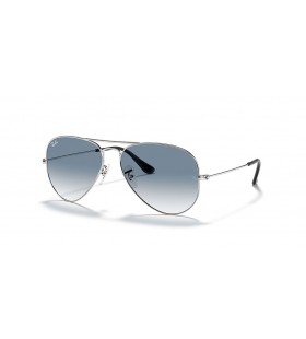 Ray-Ban RB3025 Aviator Gradient XL (58 - 14) avec le Bleu de lentilles et de Lunettes de soleil de cadre en Argent