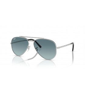 Ray-Ban RB3625 Nouvelles Aviator XXL (62 - 14) avec le Bleu de lentilles et de Lunettes de soleil de cadre en Argent