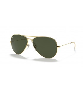 Ray-Ban RB3026 Aviator Large Metal II XXL (62 - 14) avec les lentilles Vertes et Or frame Lunettes de soleil