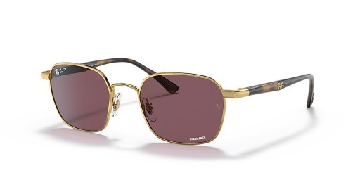 Ray-Ban RB3664CH Chromance S (50 - 19) mit Violet Linsen und Gold Rahmen Sonnenbrille