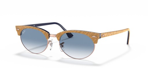 Ray-Ban RB3946 Clubmaster Oval S (52 - 19) mit Blauen Gläsern und Beige Rahmen Sonnenbrille