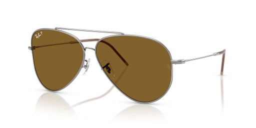 Ray-Ban RBR0101S Aviator Reverse-XXL (62 - 11) mit Braunen Linsen und Silber-Rahmen-Sonnenbrille