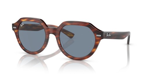 Ray-Ban RB4399 Gina L (51 - 21) mit Blauen Gläsern und Braun Rahmen Sonnenbrille