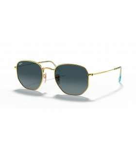 Ray-Ban RB3548N Hexagonal Flache Linsen M (51 - 21) mit Blauen GlÃ¤sern und Gold Rahmen Sonnenbrille