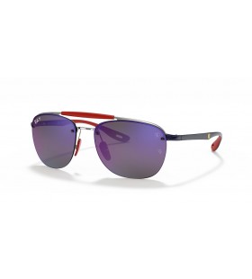 Ray-Ban RB3662M Scuderia Ferrari Collection XL (59 - 17) mit Blauen Gläsern und Silber-Rahmen-Sonnenbrille
