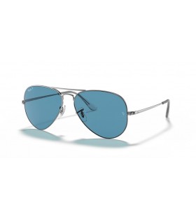 Ray-Ban RB3689 Aviator Metal II XXL (62 - 14) mit Blauen GlÃ¤sern und Silber-Rahmen-Sonnenbrille