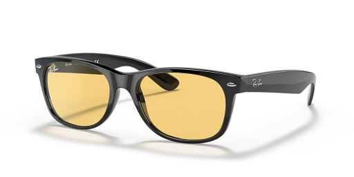 Ray-Ban RB2132F New Wayfarer Κλασικό M (55 - 18) με Κίτρινο φακούς και Μαύρα γυαλιά Ηλίου πλαισίων