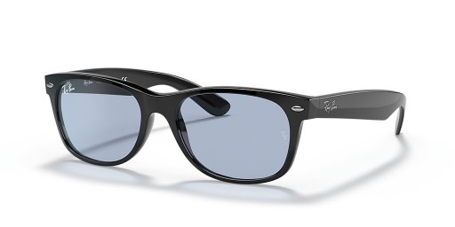 Ray-Ban RB2132F New Wayfarer Κλασικό M (55 - 18) με Μπλε φακούς και Μαύρα γυαλιά Ηλίου πλαισίων