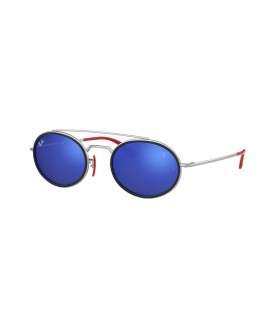 Ray-Ban RB3847M Scuderia Ferrari Collection XL (52 - 22) με Μπλε φακούς και Ασημένια γυαλιά Ηλίου πλαισίων